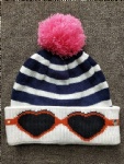 Winter Sports Kids Toque Double Children Beanie Hat with Pom Pom